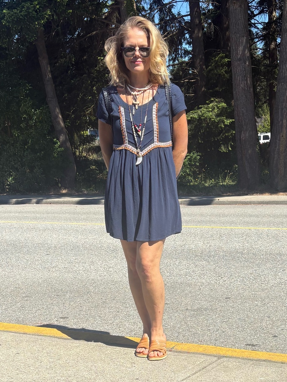 Louizon Robe Jaguar Indigo Embroidered Boho Babydoll Mini Dress
